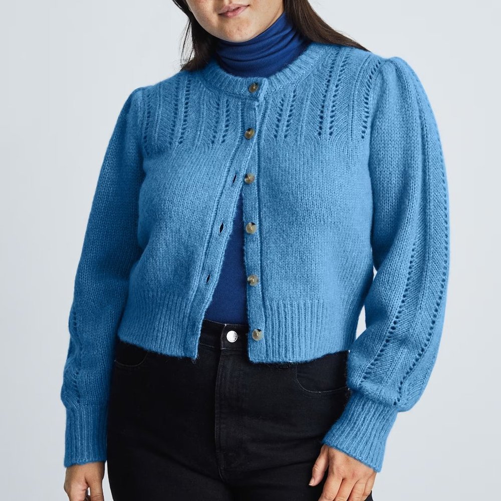 Everlane Cloud Cardigan in Lake Blue, Size L